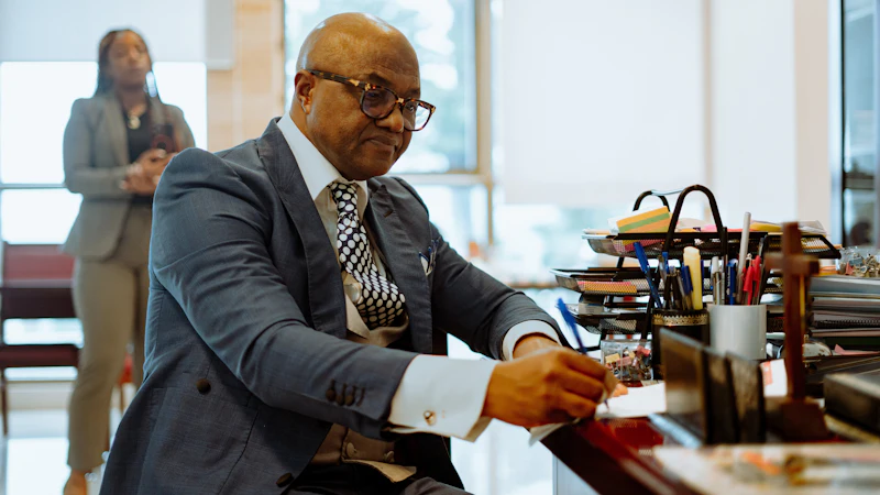 Accounting professional working at an office desk