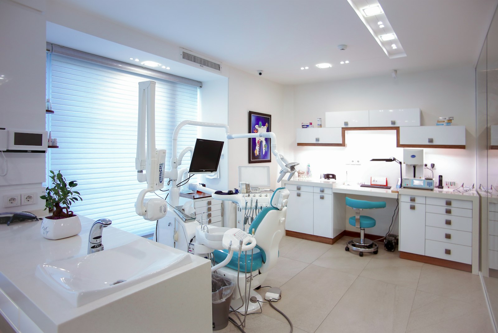 Modern dental treatment room with digital equipment