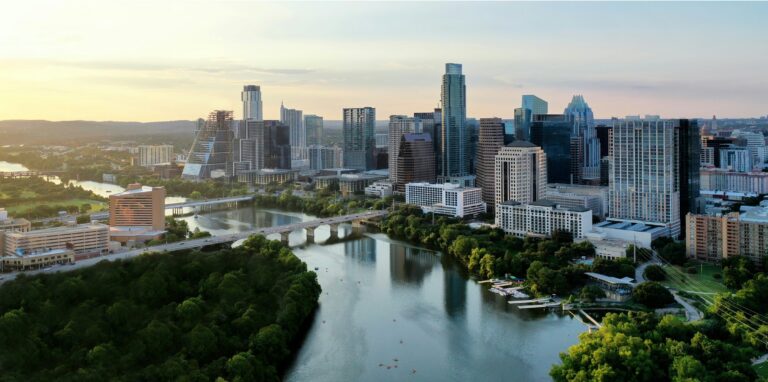 Austin skyline above Lady Bird Lake