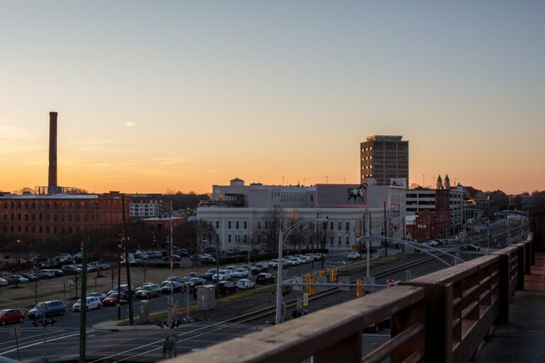 View of Durham, North Carolina at sunset