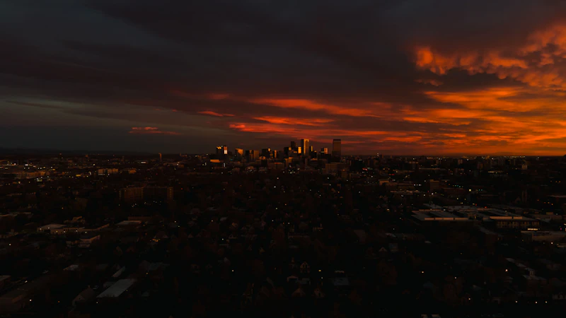 Denver, Colorado skyline at sunset
