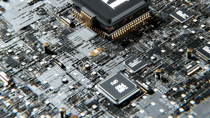 AI processor chip on a circuit board representing managed AI and automation