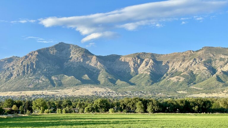 Wasatch peaks above North Ogden, next to Ogden, Utah